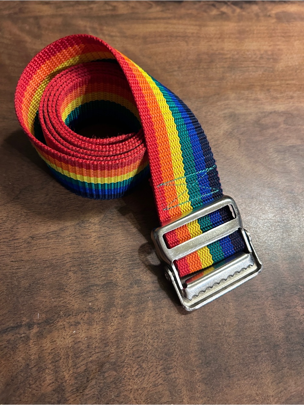 Vintage 1970s 2” Rainbow LGBTQ Webbed Belt